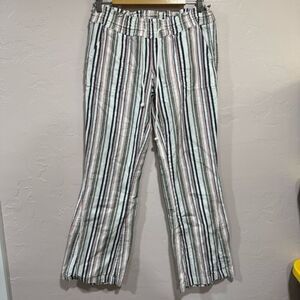 Roxy Striped Straight Leg Pants - Black, White, Pink
